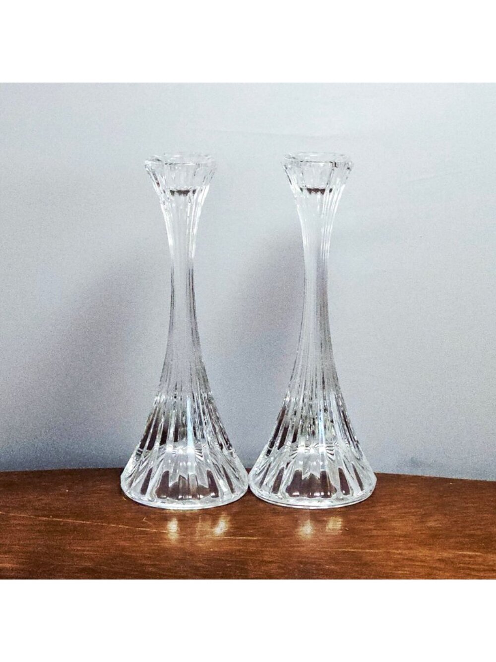 2 Mikasa Park Lane Candlesticks 8" taper candleholder Art Deco regency glam ribb - Picture 2 of 5